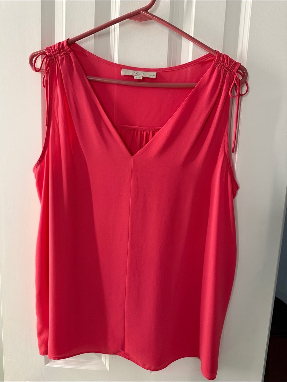 LOFT Hot Pink V-Neck Tie-Shoulder Sleeveless Top
